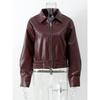 - Hot Lace-up Short Leather Jacket, Autumn and Winter Ladies Street Personality Leather Jacket