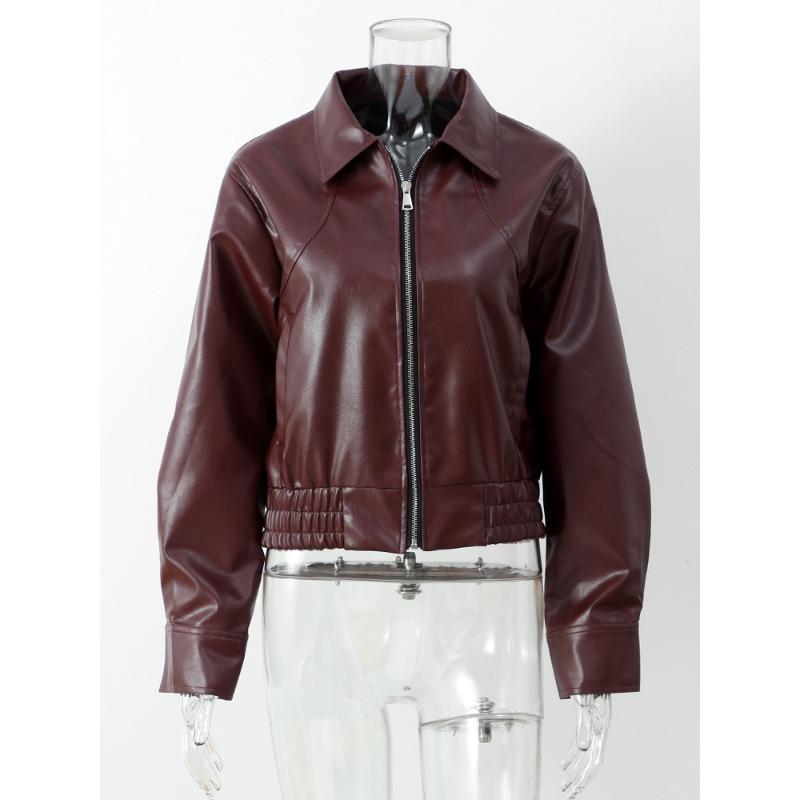 - Hot Lace-up Short Leather Jacket, Autumn and Winter Ladies Street Personality Leather Jacket