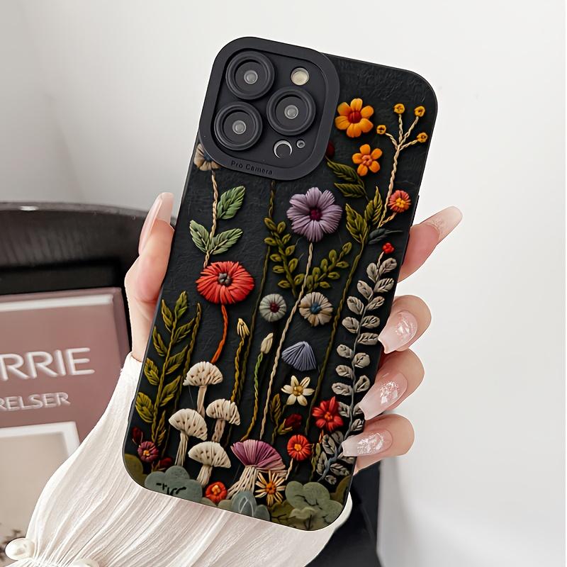 Retro Colored Flower Pattern Phone Case Suitable for iPhone 17, 16, 15, 14, 13, 12, 11 Pro/Max/Plus Anti Drop and Shockproof