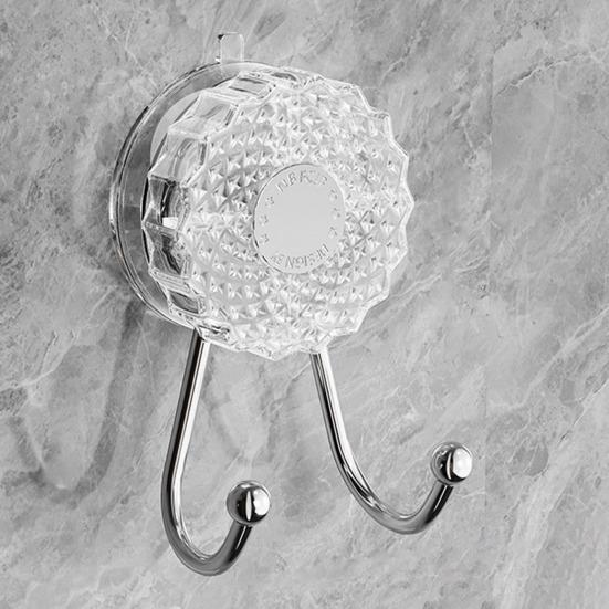2Pcs Double Hook Wall Hooks No Punching Towel Hook Suction Cup Strong Load Bearing Hanger Waterproof Rustproof Adjustable Hanging Hook for Bathroom