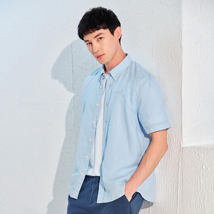 Timberland Solid Color Outdoor Breathable Casual Slim Fit Polo Shirt Men Shirts Light-Blue A24WG-940