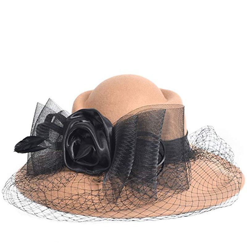 

Women Fascinators Wide Brim Wool Felt Hat Cocktail Party Wedding Fedora Hats Dress Church Hat Plumy Felt Floppy Winter Hat