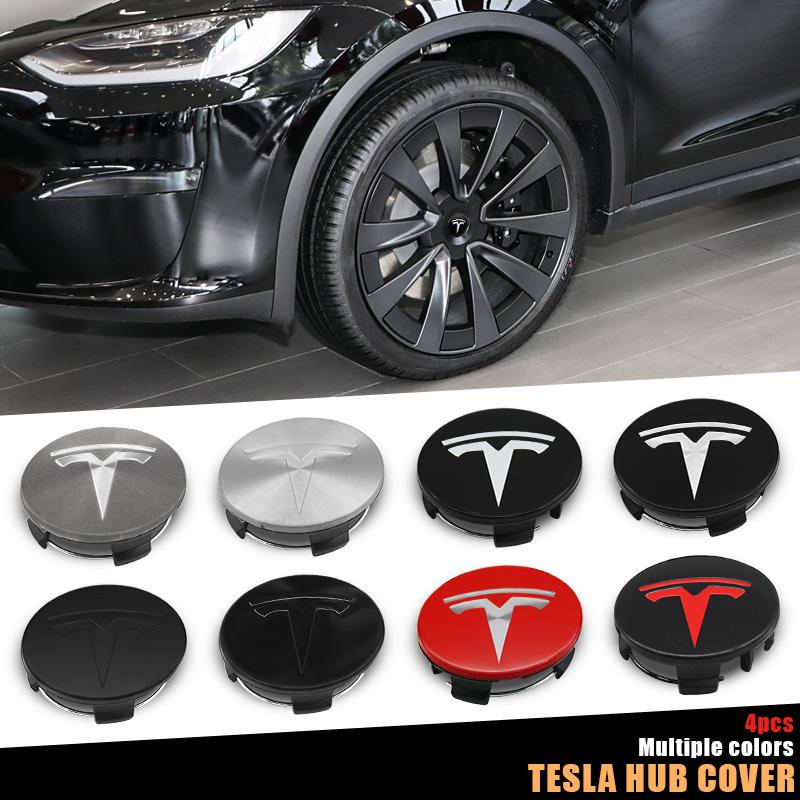 4Pcs/set 56mm Tesla Glossy Black Car Wheel Center Caps Logo Emblem For Tesla Model 3 Y S X Rims Hub Cover Caps Badge Accessories