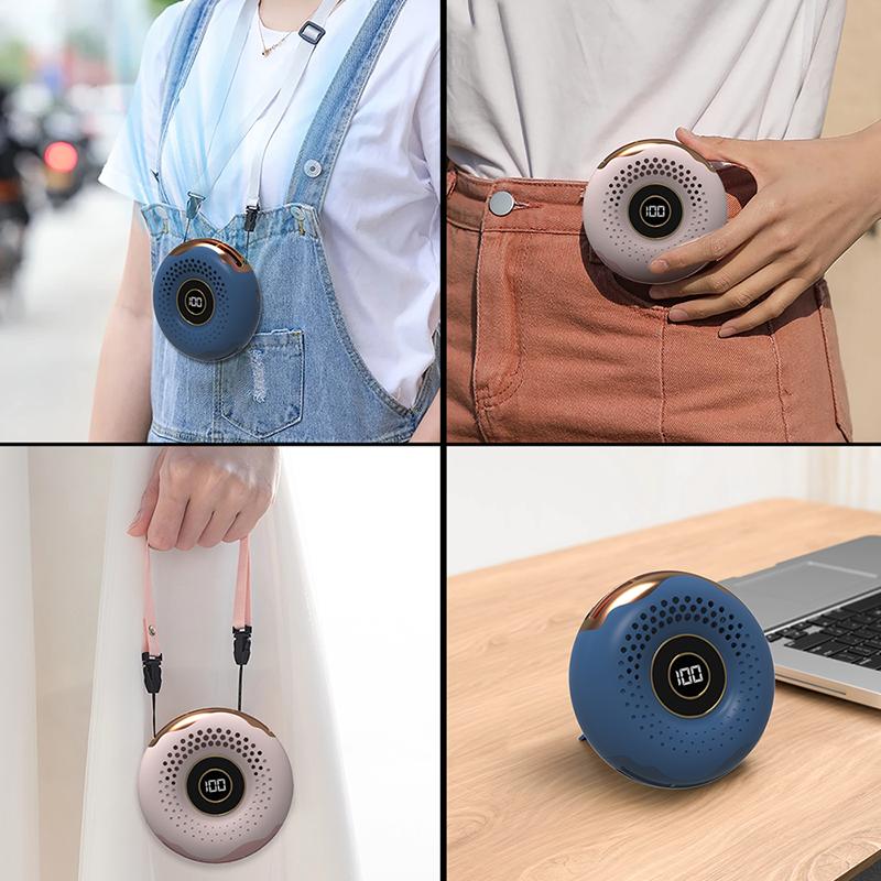 Fashion Portable Bladeless Donut Shape Hanging Neck Fan MINI USB Charging Mute Sports Handheld Neck Fan For Outdoor Sport Travel