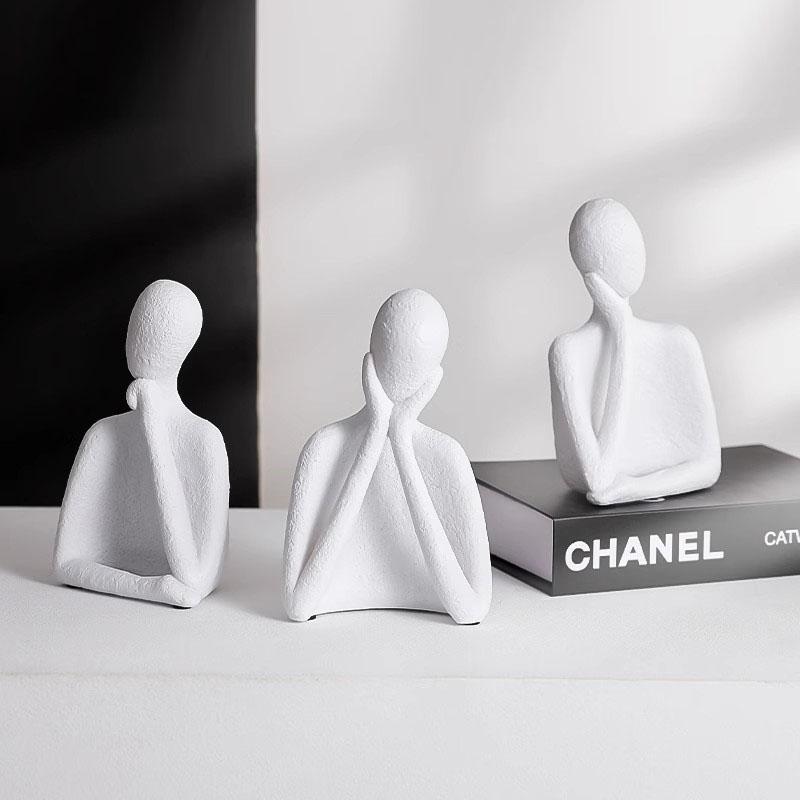 European Style Ceramic Figure Sculpture Handicraft Black and White Human Body Ornaments Abstract Art Living Room Office Ornament