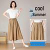Ice Silk High Waist Wide Leg Capri Pants - Women's Korean Style Loose Fit Summer 2025.