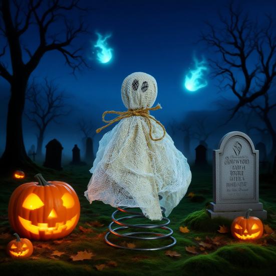 Halloweenská špička na stromek Duch Strašidelná Malý Duch z Gázy Vánoční Ozdoby na Vrchol Stromku pro Halloweenskou Párty Domácí Dekorace