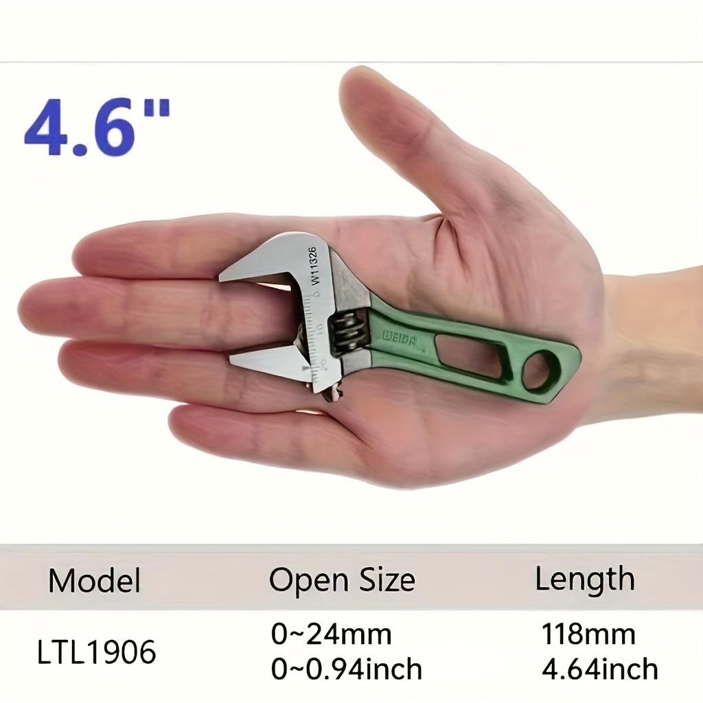 

1pc 4.6 Adjustable Wrench - Wide Mouth Short Handle Mini Wrench with Laser Engraved Markings and Grip for Plumbing and Bathroom Maintenance 4.6 inches