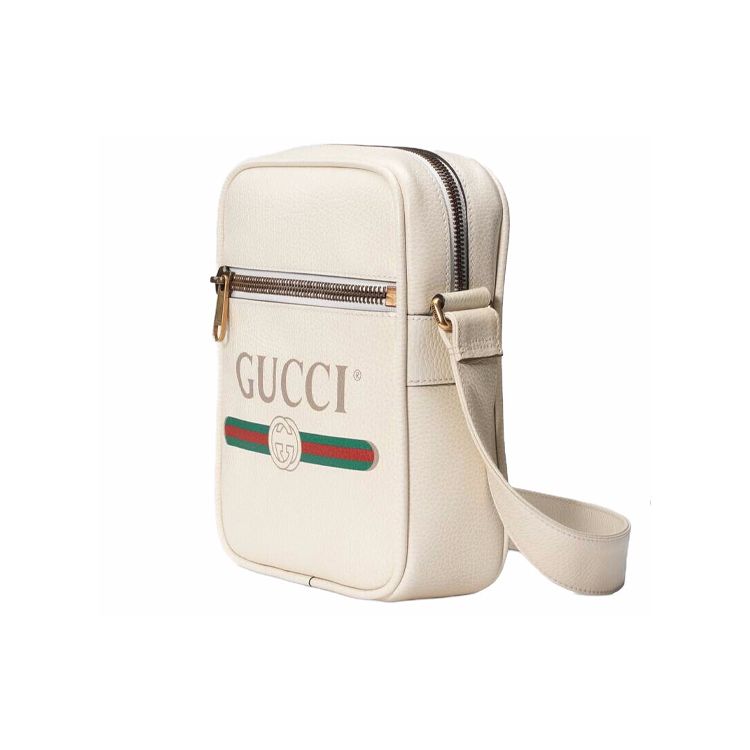 Gucci Print Vintage Logo Leather Camera Bag Unisex Shoulder Bag White 523591-0QRAT-8820