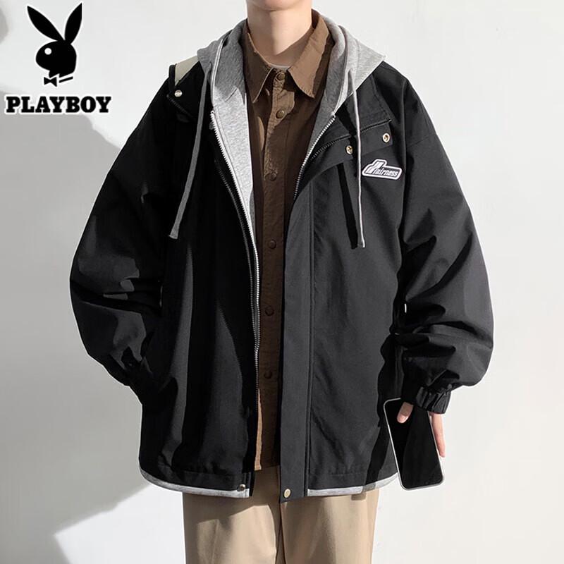 PLAYBOY Men s Faux Two-Piece Hooded Jacket 3XL