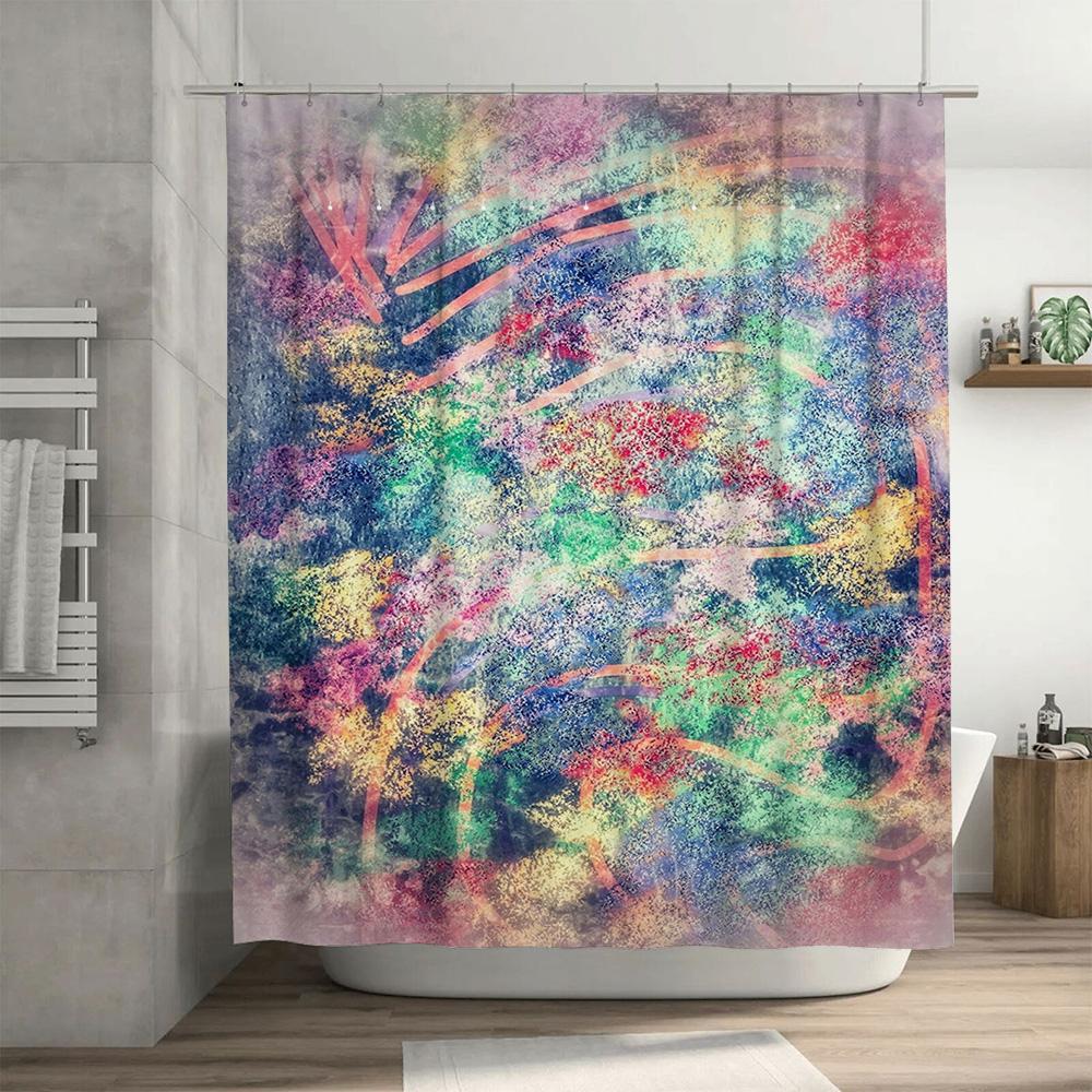 Vibrant Shower Curtain Waterproof Non-Slip Printed Fabric for Bathrooms Decorations Various Sizes Available