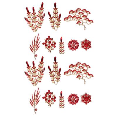 16Pcs Diamond Pearl Embellishments Flower Buttons Alloy Pendants Jewelry Making Wedding DIY Clothes