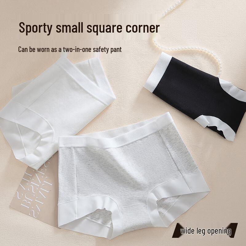 Yiershuang Women's 10A Antibacterial Baby Cotton Flat-Leg Underwear (3-Pack)