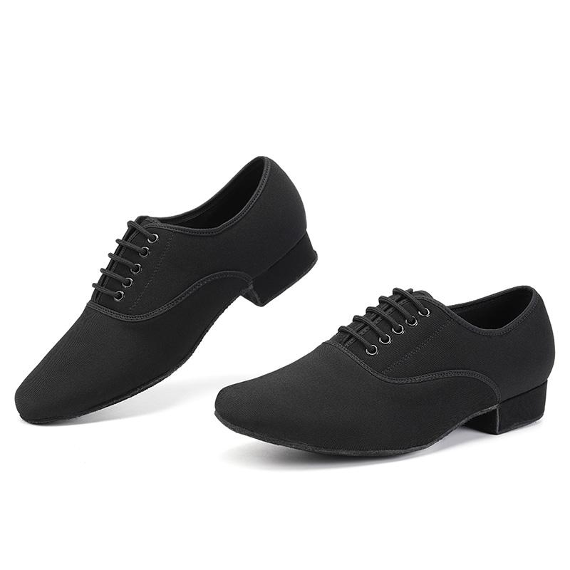 Scarpe da ballo moderne nere con tacco 2,5 cm Scarpe da ballo da sala standard in tessuto Oxford da uomo Scarpe da ballo da competizione