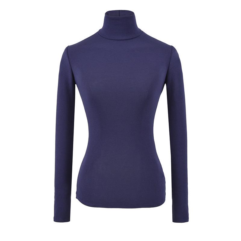 High Neck Faux Cashmere Slim Fit Long Sleeve Women s T-shirt for Autumn/Winter Large