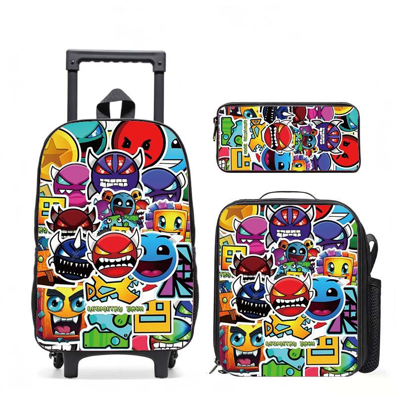 Geometrydash Backpack Geometrydash Elementary And Secondary School Printed Tie Rod Backpack
