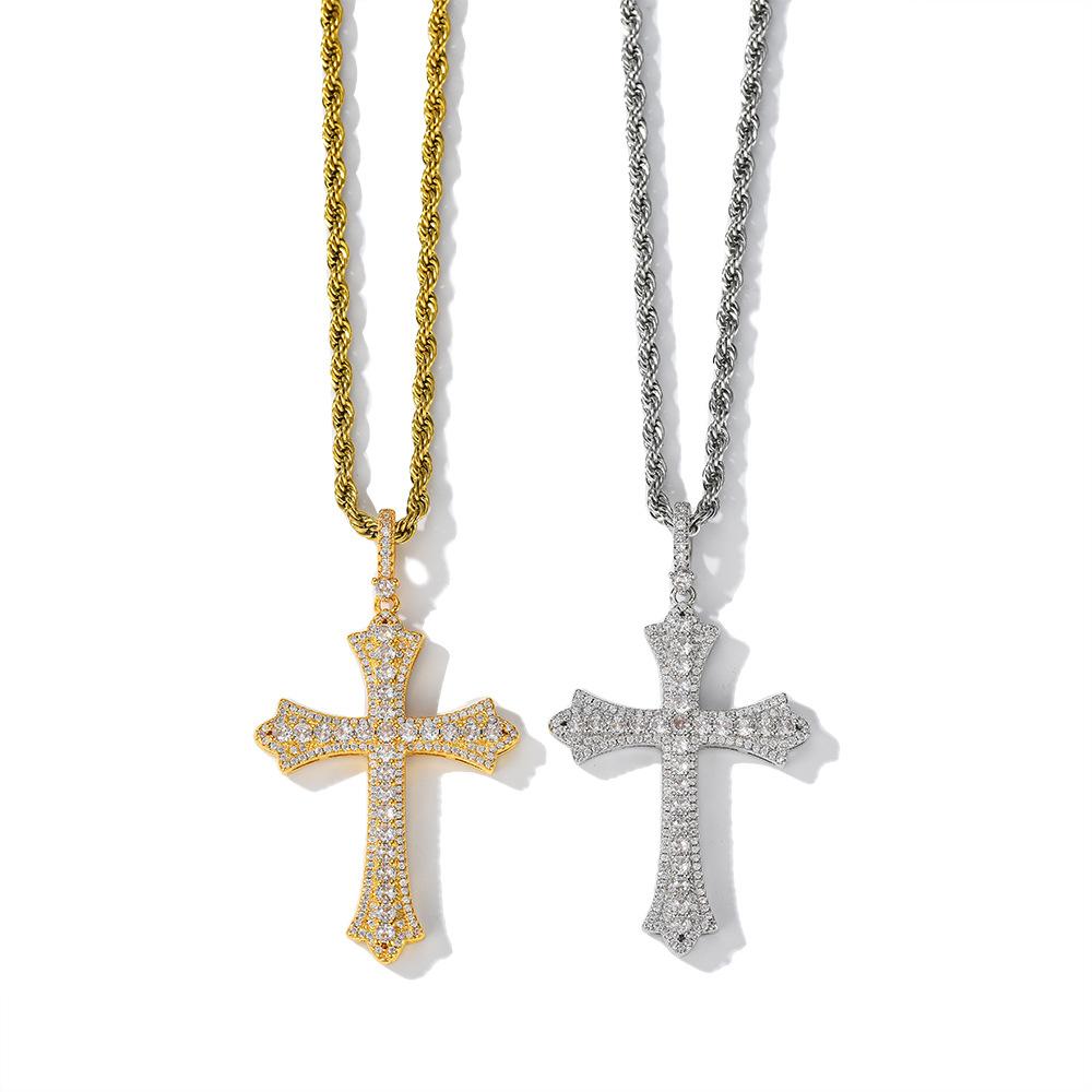 Cross Hip-Hop Pendant Round Zircon Micro-Inlaid Retro Personality Men'S And Women'S Hip-Hop Trendy Jewelry