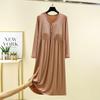 Women's Modal Long Sleeve Swing Dress with Chest Pads - Plus Size Casual for Spring, Summer, Autumn