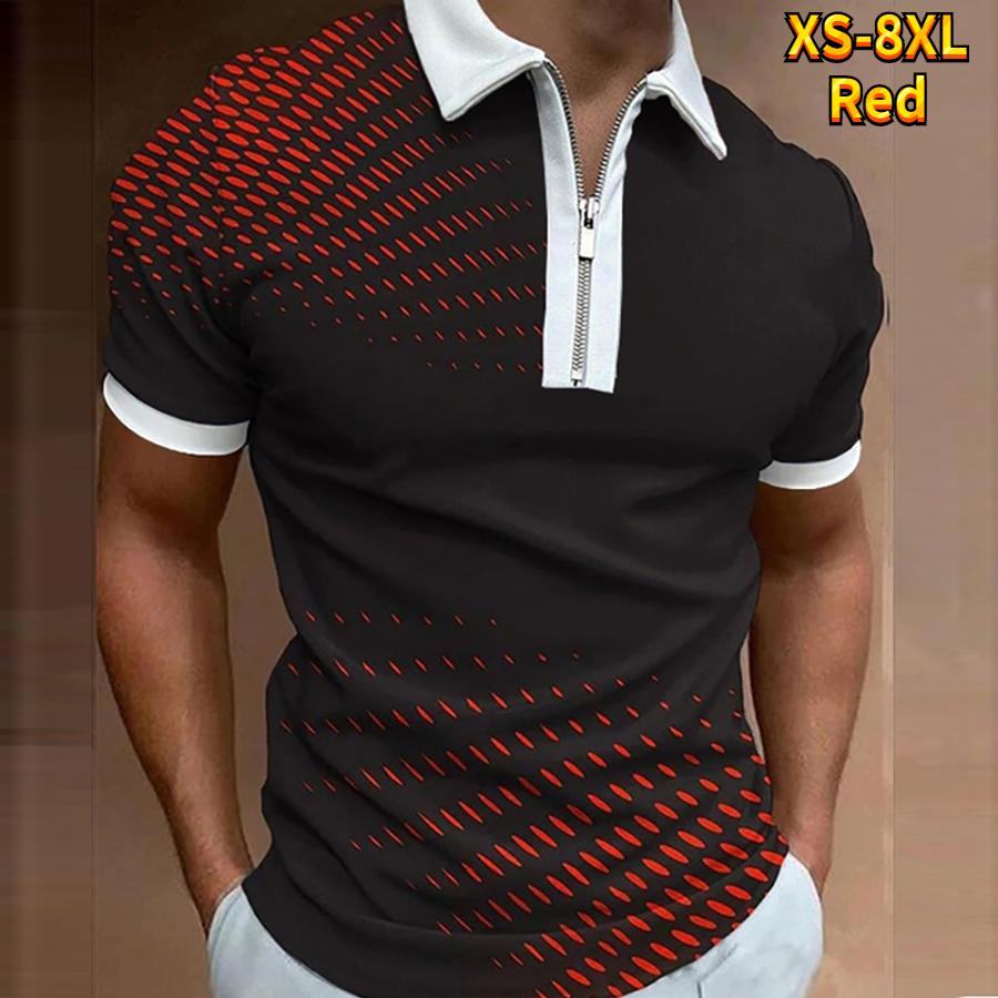 Herrenhemd Polo Casual Zip Kurzarm Mode Lässig Reißverschluss Sommer Frühling Normale Passform 3D Fragments Print Shirt