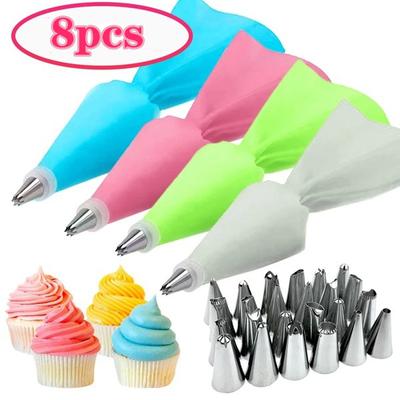 Fai da te 8 pezzi/set di sacchetto per pasticceria in silicone cucina fai da te tubo per glassa per torta decorazione per torta alla crema tooltip riutilizzabile sacchetto per pasticceria