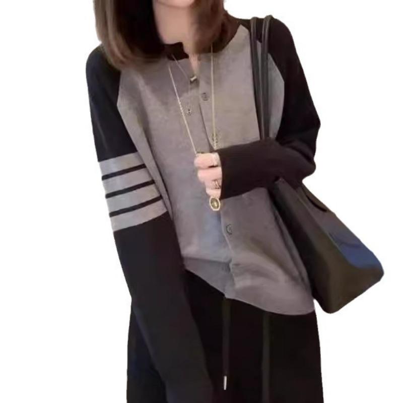 Women's Striped Knitted Cardigan Autumn Korean Version New Design Sense Sweater Top