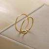 Teamer Stainless Steel Double Layer Open Rings Women Minimalist Adjustable Finger Ring Geometric Jewelry Birthday Gift Wholesale