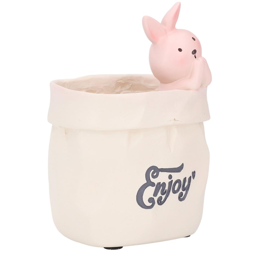 Pen Pencil Holder Desktop Ornament Resin Cute Animal In Grocery Bag Small Succulent Planter for