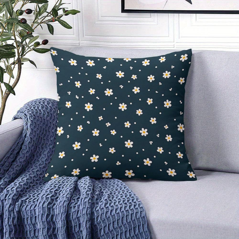 Daisy Dot Square Jacquard Pillow Cover for Sofa Office Waist Cushion Cover Home Decorative Pillowcase