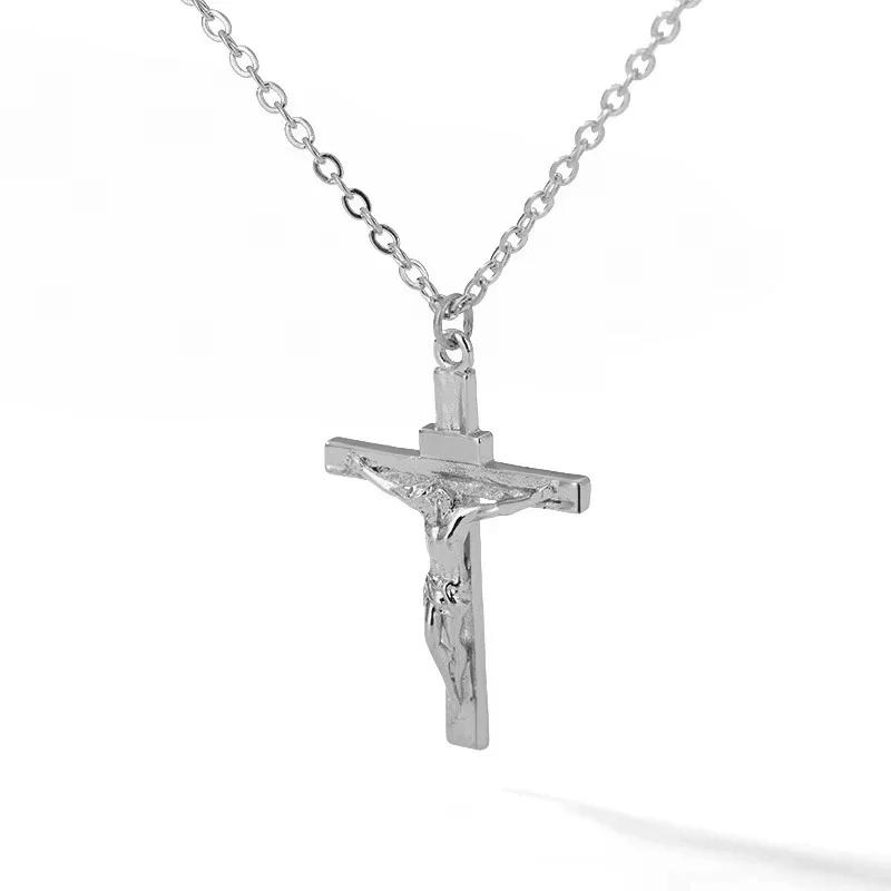 316L Stainless Steel Cross Necklace 18K Gold Plated Religious Pendant Unisex Hypoallergenic Non-Fading Chain Church Jewelry Gift