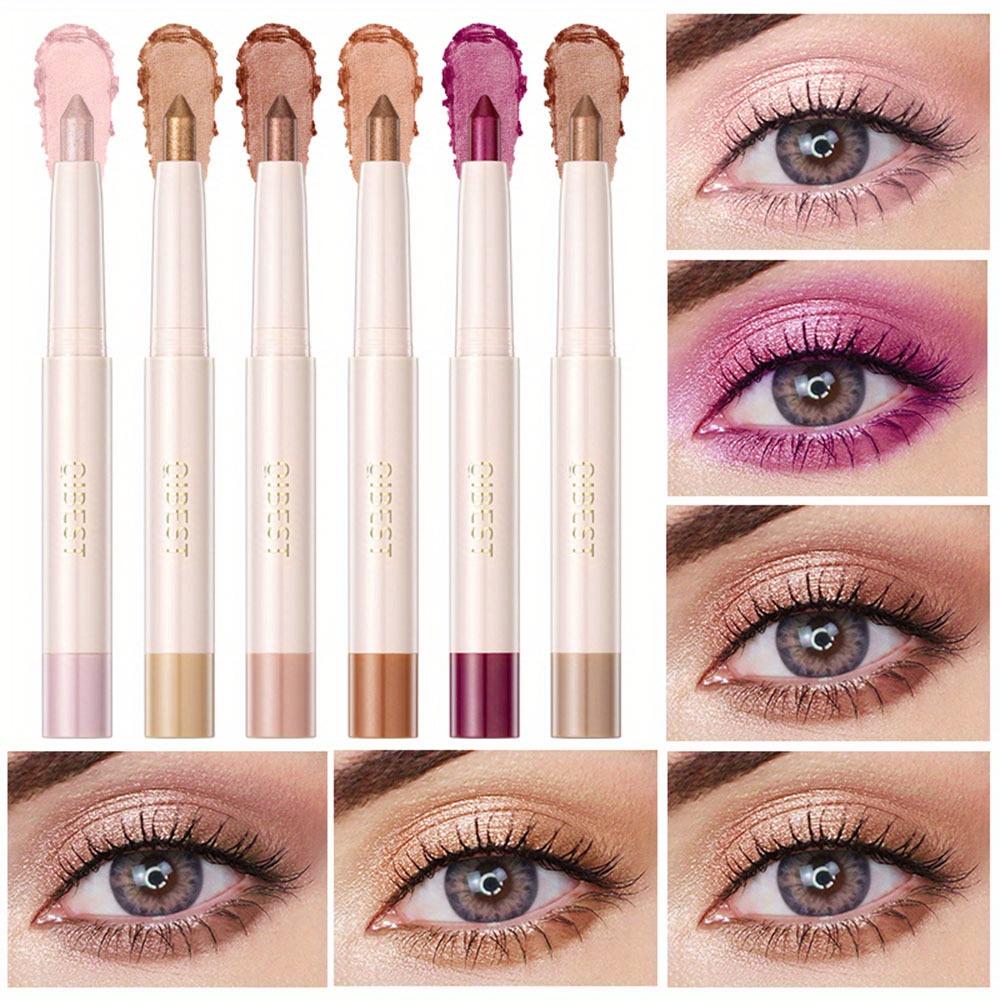 6 Farben Lidschattenstift, Matt Perlglanz Lidschattenstift Textmarker Konturenstift Aufhellender langanhaltender Lidschattenstift Augen-Make-up-Stift