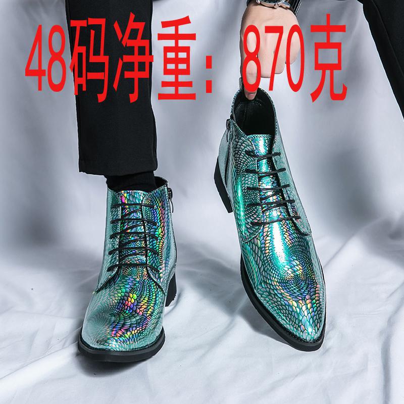 

2025 new Martin boots men s large size shoes high-top pointed leather shoes men s British lacquered leathershoes 38 зелёный