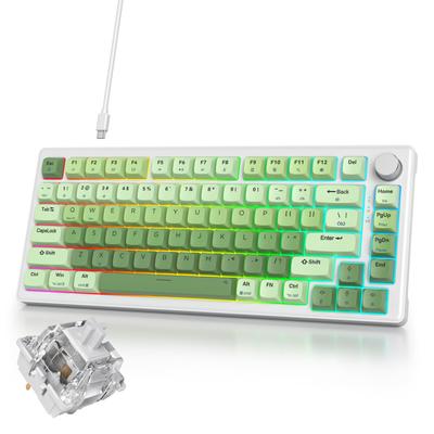 Ussixchare Green Mechanical Keyboard Keyboard Gaming Equipped with Volume Knob Gaming Keyboard Custom Gasket Mount RGB Software Compatible 75%