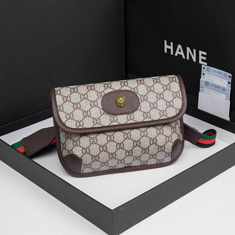 Women's Bag New Summer Leather Tiger Head Bag Fanny Pack Casual Shoulder Crossbody Breast Bag Women's Small Bag