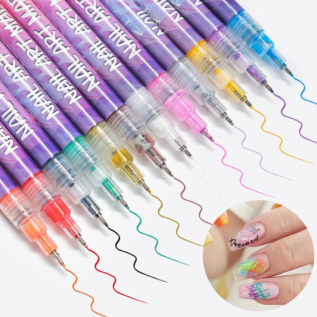 Nail Art Painting Graffiti Pen Acrylic Marker 0.5Mm Fine Needle Tube Quick Drying Nail Painting Flower Pen