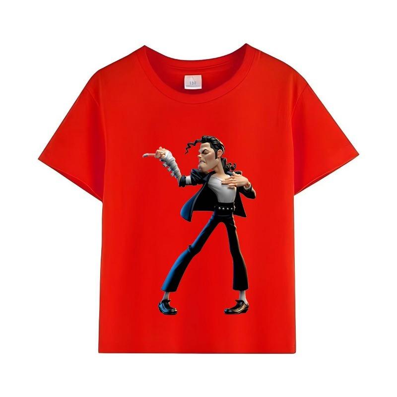 Kids Michael Jackson Rock N Roll T-Shirt Children's Fashion Crew Neck Top Summer Casual Clothes for Baby Boys And Girls