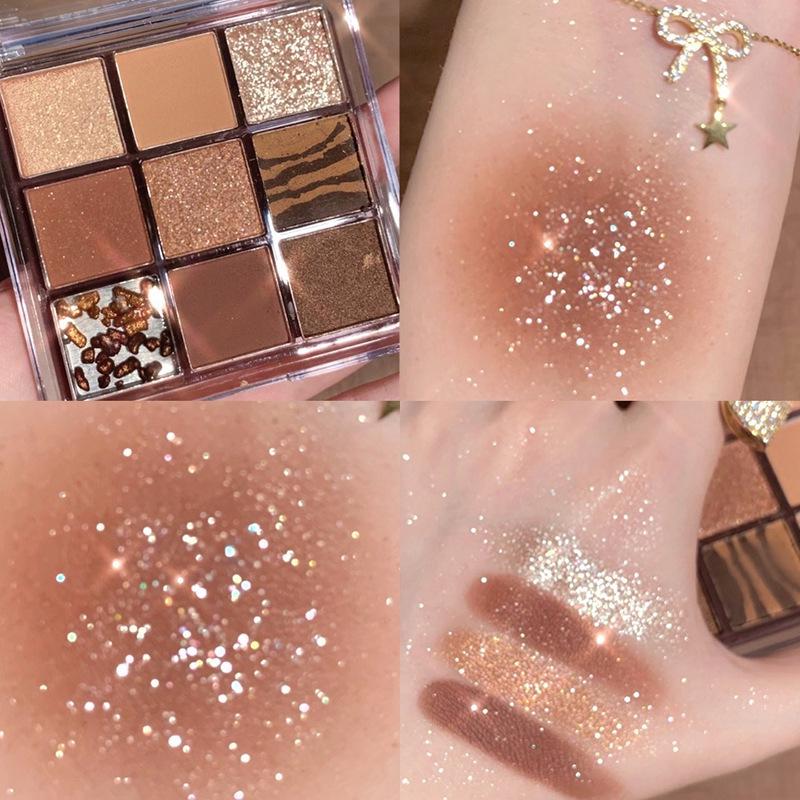 

Dikalu 9-Color Eyeshadow Palette: Glitter, Pearlescent, Matte with Earth Tones