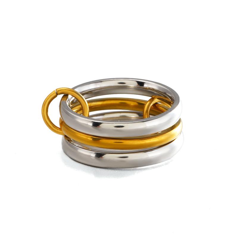 Hip Hop Multi-Layer Plain Circle Stainless Steel Ring for Women Fashion Stackable Index Finger Rings Personality Party Jewelry