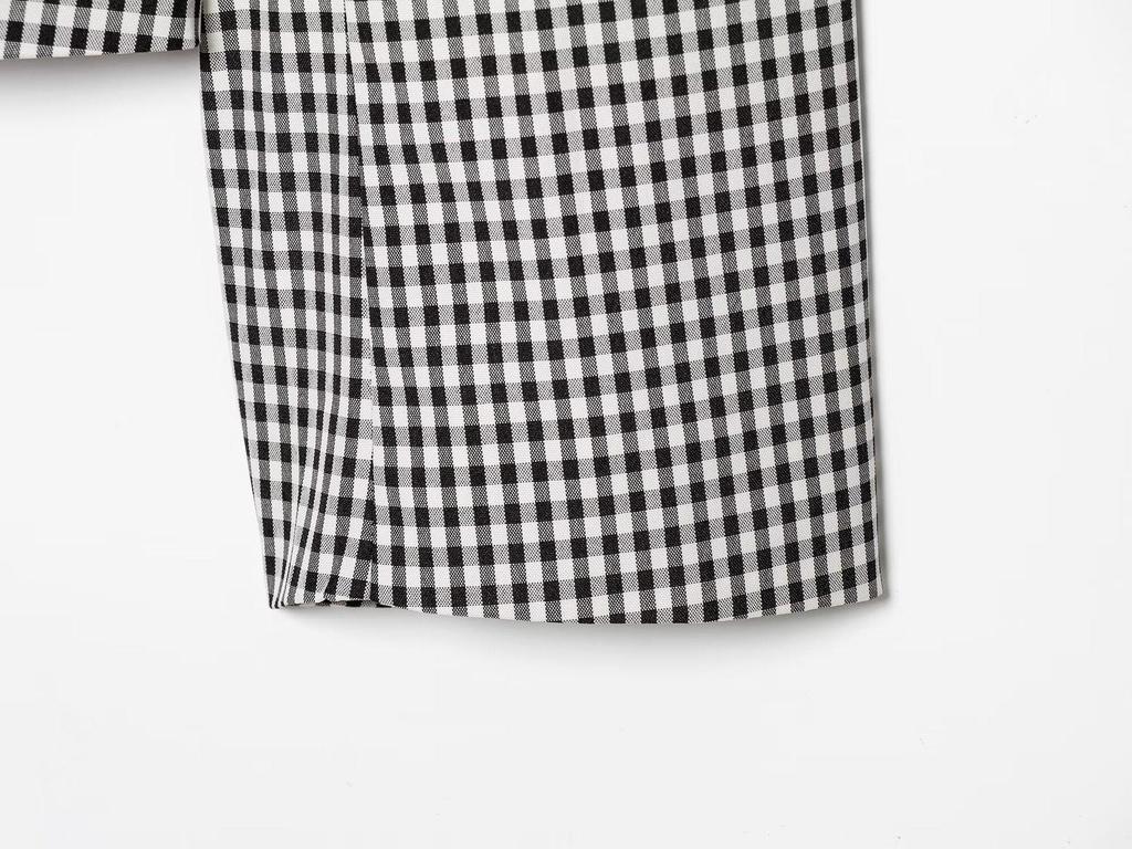2026 Spring Women's Plaid Belted Blazer Jacket - European & American Style