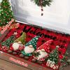 VIKAMA Christmas Gnome Welcome Doormat Red Plaid Non Slip Floor Mat Front Porch Entrance Rug Holiday Home Decor