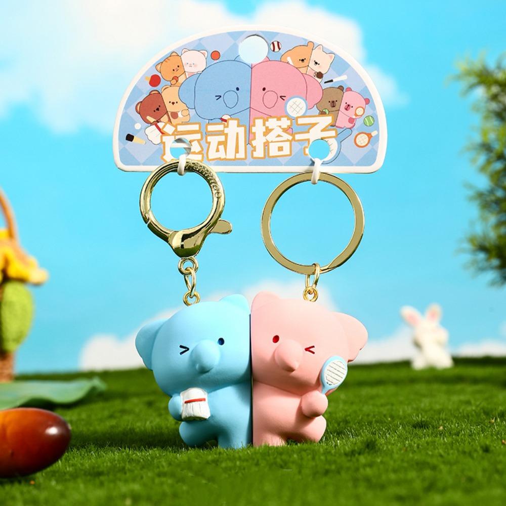 Table Tennis Magnetic Tennis Bear Keychain Animal Couple Pendant  Best Friends