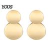 Large And Small Circle Earrings Chunky Dangle Earrings, Geometric Stud Double Thin Metal Sheet Round Disc Jewelry for Women Comfortable Long Wear
