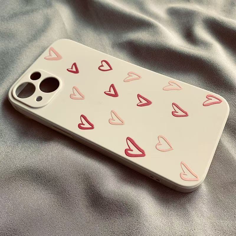 Full Screen Love Heart Pattern Transparent Shockproof Soft Silicone Phone Case For Apple Iphone