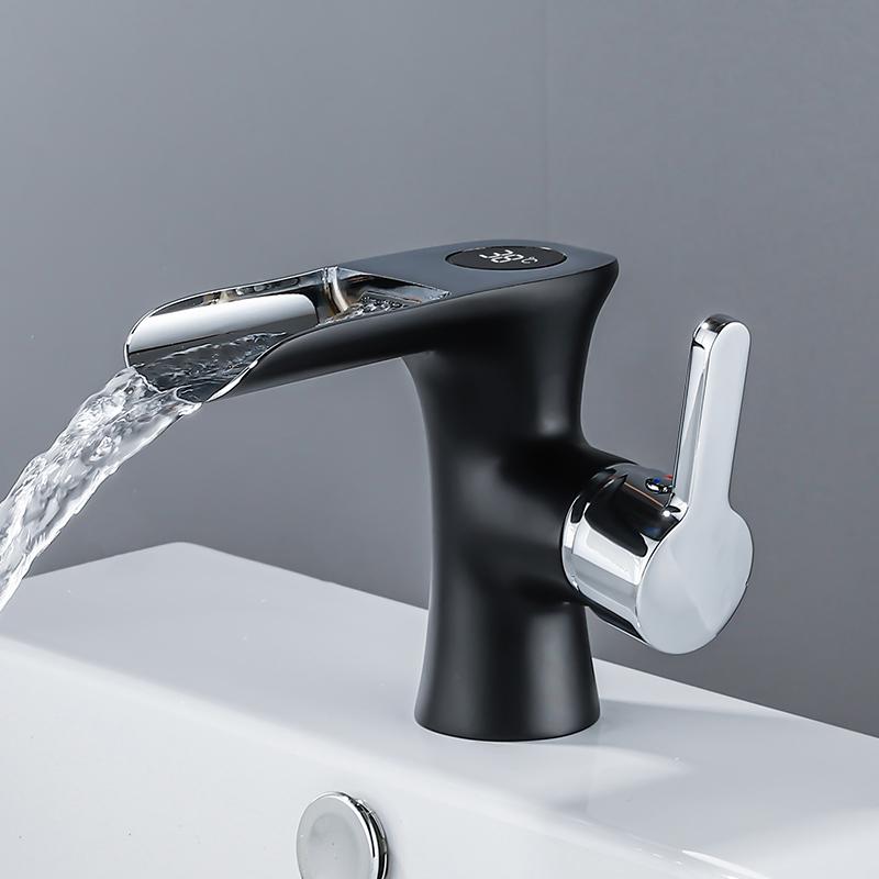 Intelligent Digital Display Hot and Cold Faucet Bathroom Vanity Washbasin Washbasin Hot and Cold Faucet