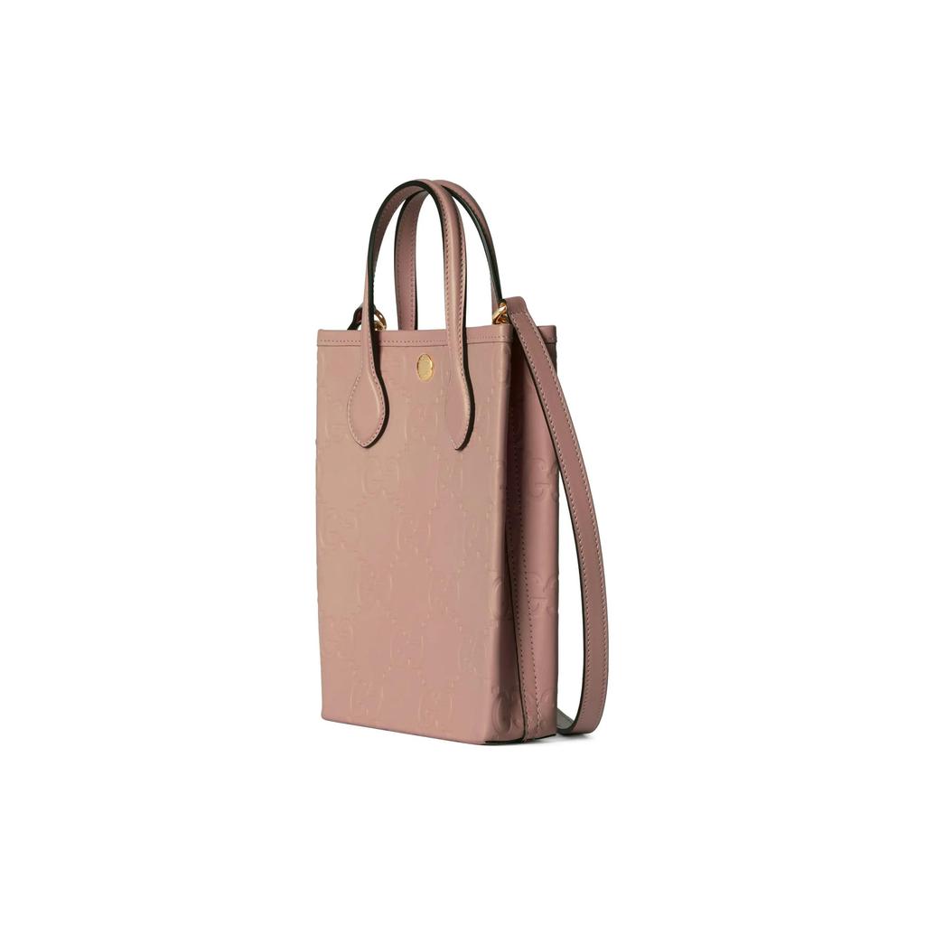 Gucci GG Embossed Mini Tote Bag Pink Leather Gold Hardware Daily Use 790133-AAC1Q-5820