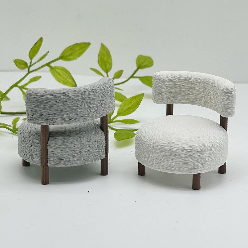 1:12 Dollhouse Mini Velvet Sofa Chair Replica - Disassemblable & Realistic Backrest Chair for Miniature Settings