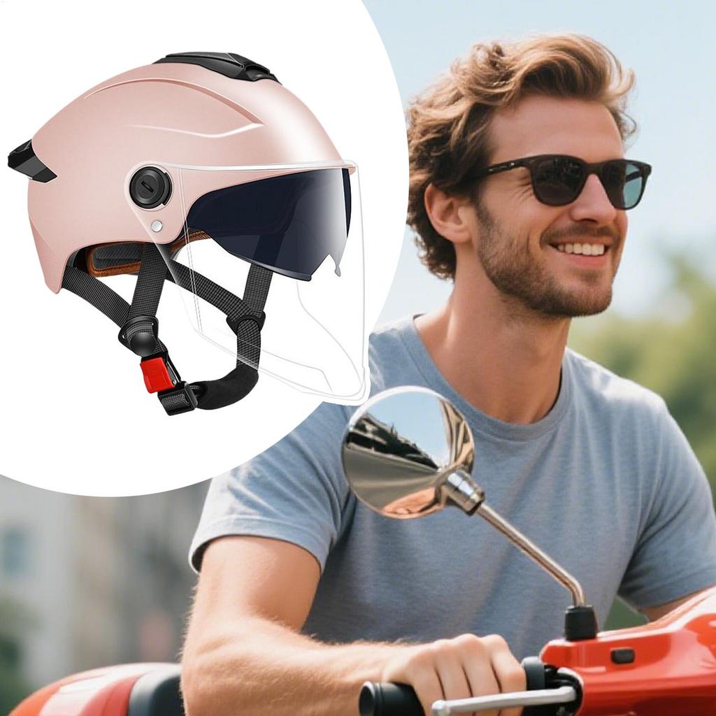 Large Motorcycle Helmet Open Face Motorcycle Helmet Protective Gear Double Visor Breathable Headgear For Street Motorbike
