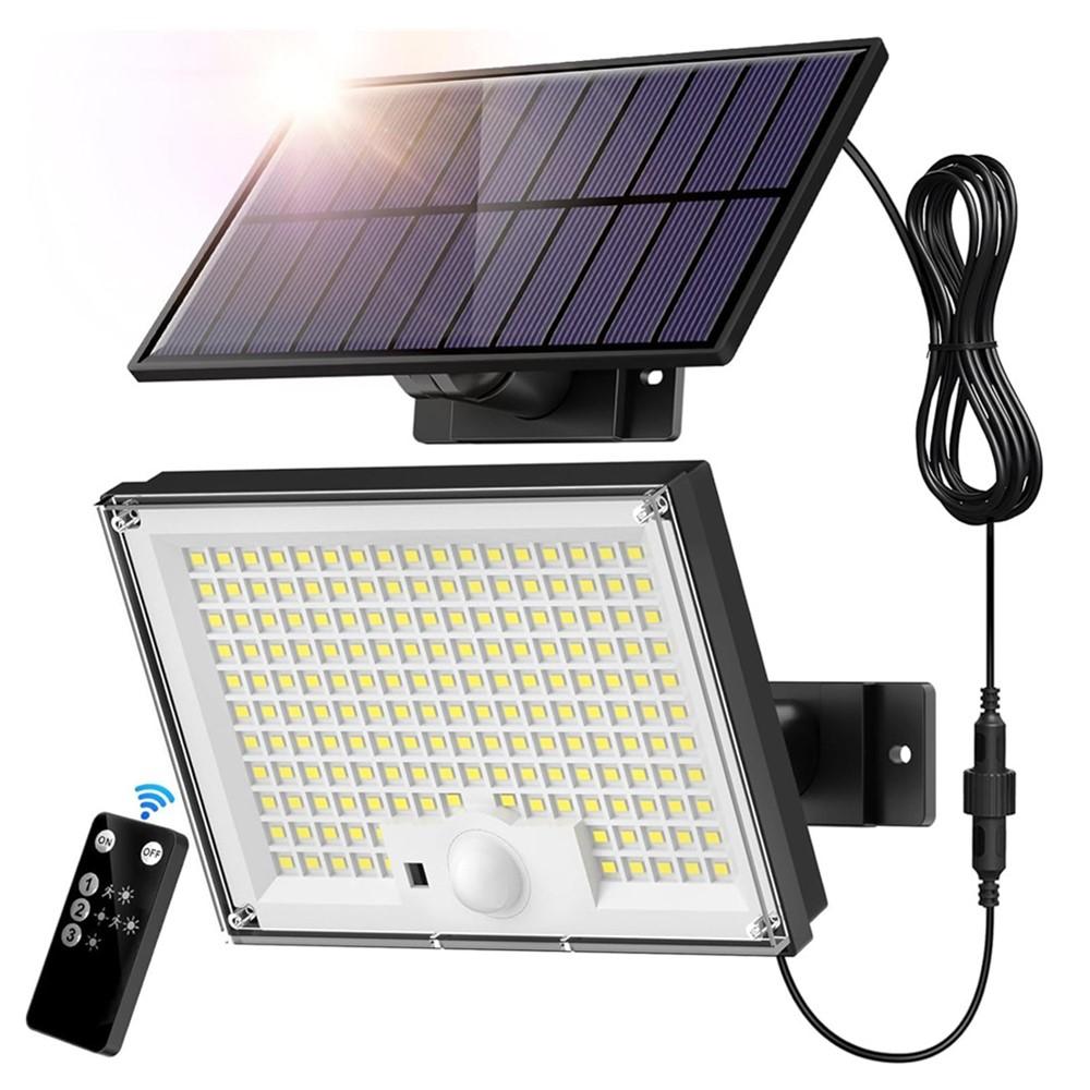 Lampă Solară cu 346 LED-uri pentru Exterior, Senzor de Mișcare, Proiectoare Solare cu Telecomandă, IP65 Rezistent la Apă, Lumini de Securitate pentru Exterior