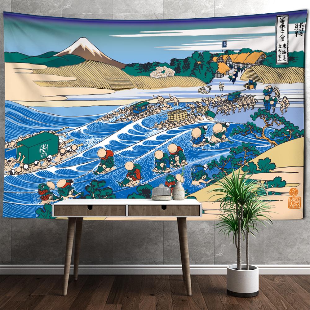 Jeřáb Pták Nástěnná Tapiserie Olejomalba Retro Bohémské Umění Matracový Pokoj Ložnice Domácí dekorace Dekor