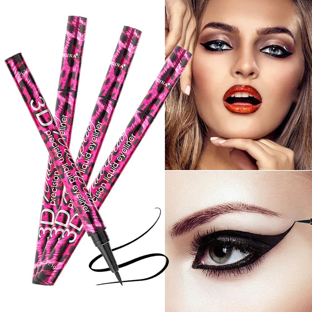 Yanqina Red Leopard Print Eyeliner Cool Black Quick-Drying Waterproof Smudge-Proof Long-Lasting Color Fine Tip