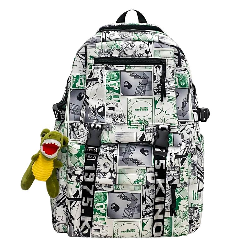 Student Skolesekk Herre Graffiti Trykk Ryggsekk Dame Stor Kapasitet Ryggsekk